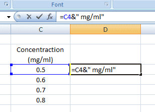 Add Units to a Cell in Excel
