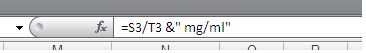 Add Units to an Excel Function or Formula